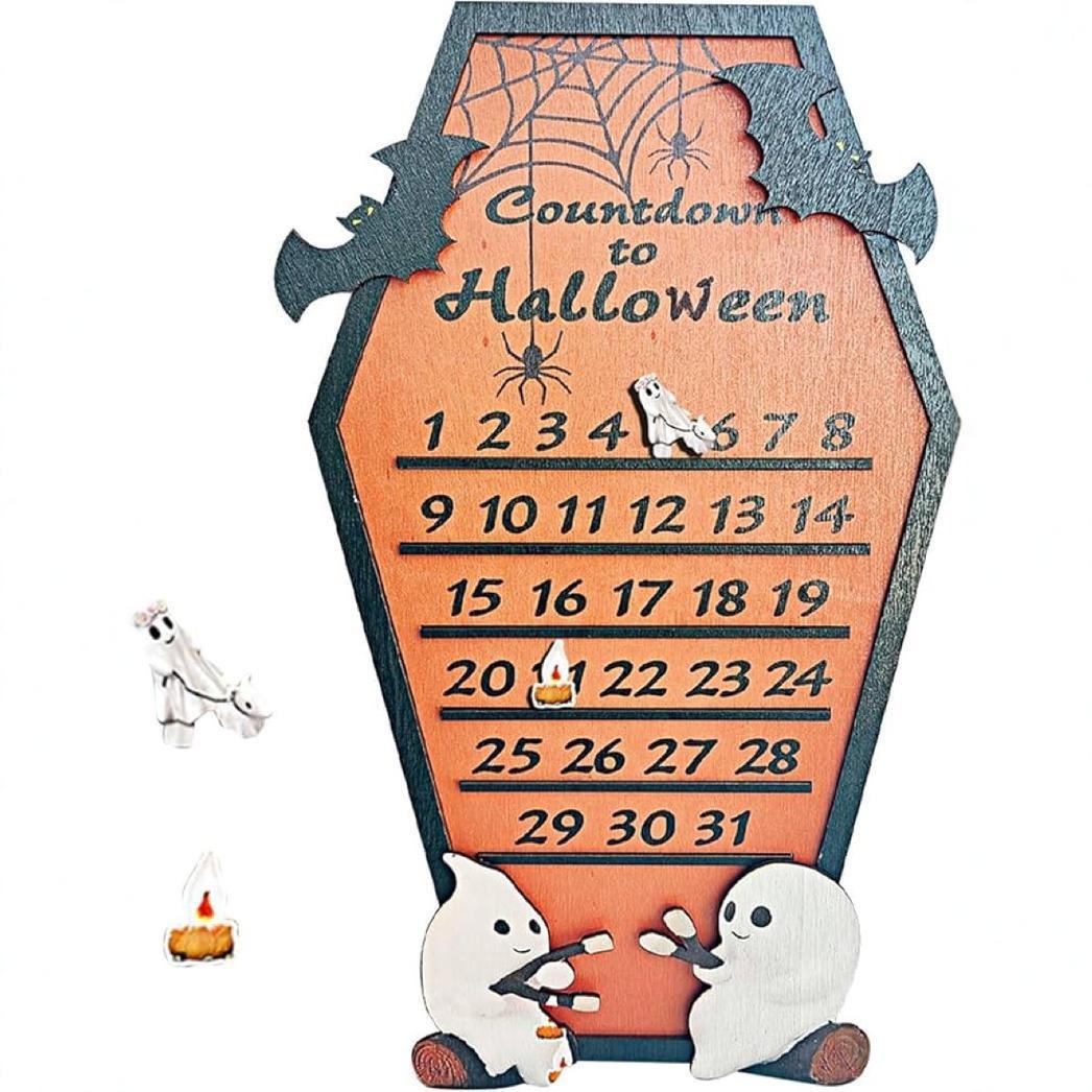 Halloween decoration ornaments Halloween countdown calendar fire ghost wooden decoration ornaments